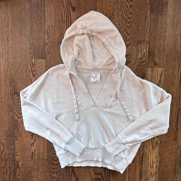 aerie Tops - Offline By Aerie Beige Hoodie XS Soft Cropped Lounge Hooded Pullover Sweatshirt